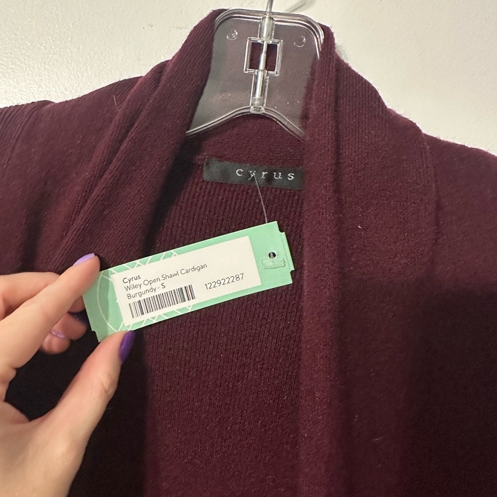 Cyrus Deep Red Open Front Cardigan Womens Small - Picture 4 of 5